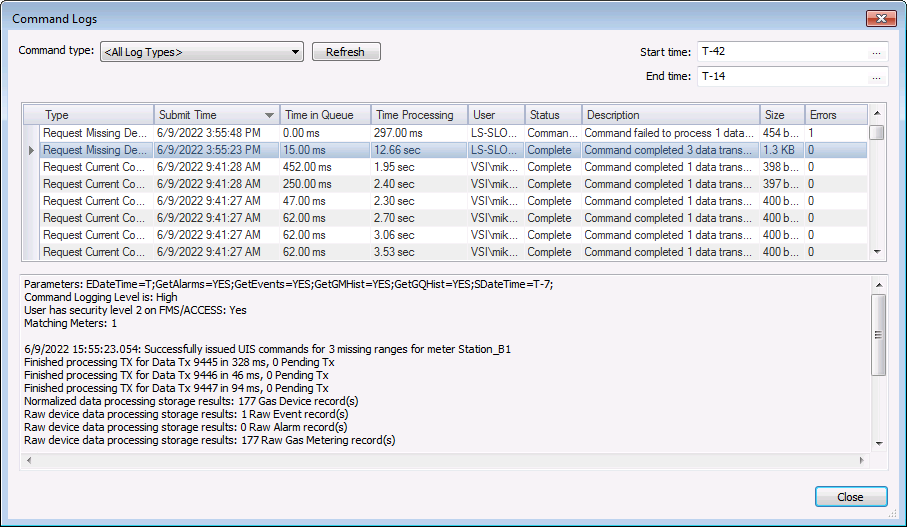 Command and Associated Logs